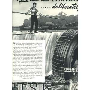  FISK Tire Tight Rope Walking Full Page Magazine Ad 1938 