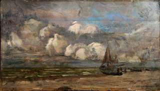 Fine Impressionist Clouds Hungarian Master Déry Béla 1920 Antique 