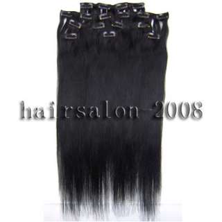 20 8 pcs REMY human hair clips in extensions #01,100g  