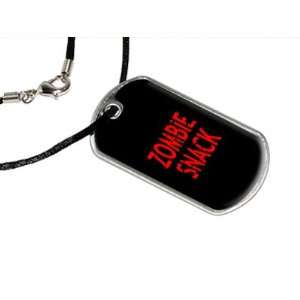  Zombie Snack   Military Dog Tag Black Satin Cord Necklace 