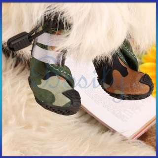   Dog Cat Boots Shoes Green Camo Camouflage Look Dirt Water Snow Protect