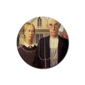  American Gothic Round Rubber Coaster set 4 pack Great Gift 