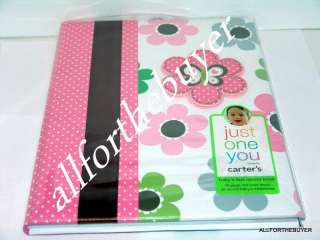 NEW CARTERS JUST ONE YOU GIRLS BABY MEMORY BOOK PINK FLOWERS BUTTERFLY 