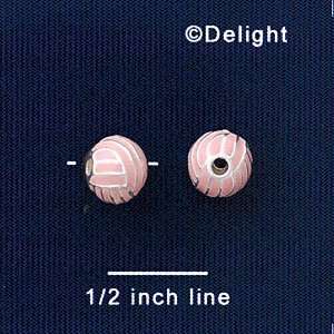  B1423 tlf   8mm Pink Volleyball/Water Polo   Silver Plated 