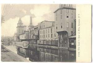 Syracuse NY   ERIE CANAL BEHIND FACTORIES   Postcard  