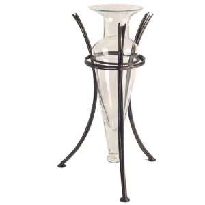  Amphora Vase on Wire Metal Stand Clear