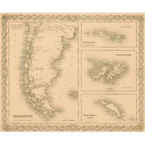  Colton 1855 Antique Map of Patagonia