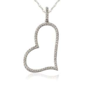 White Round Diamonds (SI Clarity,G H Color) Heart Pendant in 14k White 