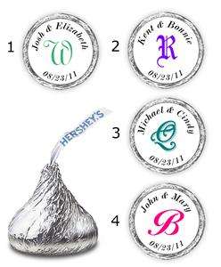 108 MONOGRAM WEDDING KISSES CANDY LABELS FAVORS PERSONALIZED WRAPPERS 