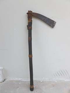 VERY OLD VINTAGE AFRICAN AXE WITH HAND FORGED IRON BLADE  