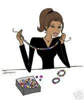 African American bead girl jewelery designer cards  