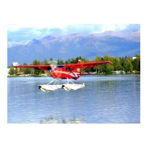  Red Floatplane landing in Anchorage Alaska Photographic 
