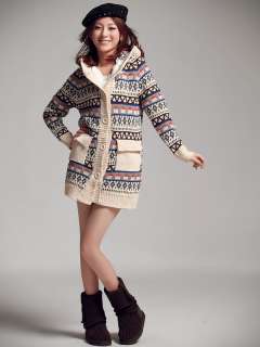 Fashion Korea Top Small Houses Pattern Hoodie Sweater Coat 4 Colors 