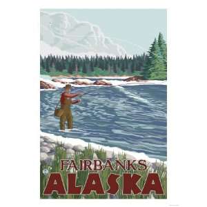  Fly Fisherman, Fairbanks, Alaska Giclee Poster Print