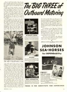 Johnson Sea Horse Outboard Big Three 1946 Ad  