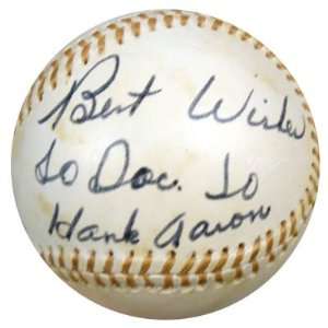  Signed Hank Aaron Ball   NL Feeney Best Wishes PSA DNA 