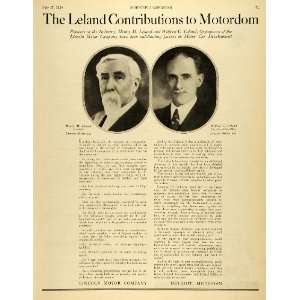 1920 Ad Michigan Motor Car Development Pioneers Henry M Leland Lincoln 