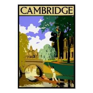  Cambridge England Vintage UK Travel Poster