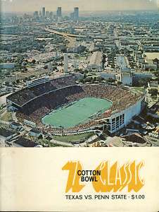 1972 Cotton Bowl Program Penn State v Texas Longhorns  