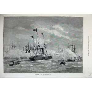  1873 Departure Shah Portsmouth Sailing Ship England Art 