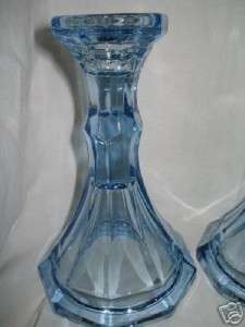set of 2 ~ Fostoria Glass ~ crystal Light Blue VIRGINIA candlesticks
