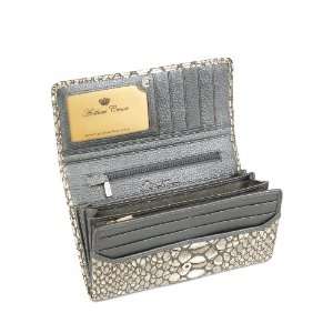  Anthoni Crown Ladies Leather Wallet Python Look Grey Pearl 