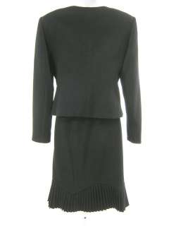 ALBERT NIPON Petite Black Button Blazer Skirt Suit Sz 6  