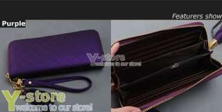 Lady Grid Tassel Zipper Long Wallet Checkbook Bag 1 pcs  