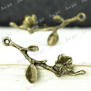 Antique Bronze Vintage Brass Wintersweet Flower Charm Pendant Findings 