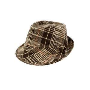  Faddism Fashion Fedora Hat Features Brown Plaid Design 