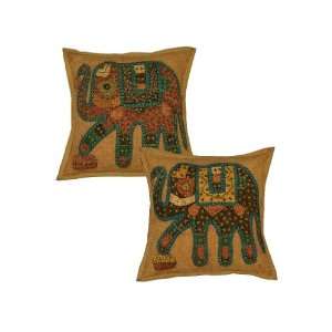   Vintage Indian Elephant Design Cushion Pillow Covers India Kitchen