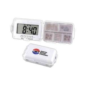 Pill holder with 5 alarm settings, LCD display and 5 compartment pill 