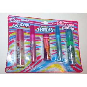 Laffy Taffy/Rainbow Nerds/Fun Dip Flavored Lip Gloss & Balm Pack   5 