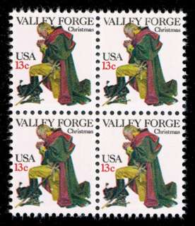 Washington at Valley Forge on old U.S. Postage Stamps  
