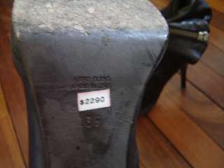 rrp$2290 RICK OWENS Fold over flap & zip leather heels boots sz39 EX 