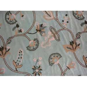    Crewel fabric Mandevilla Sky Blue Cotton Velvet