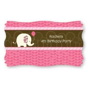  Girl Elephant   Set of 8 Personalized Birthday Party Name 