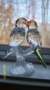 Swarovski Budgies bird birds NEW Retail $200 Blue, green clear 