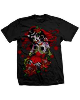 Darkside Clothing   Skull and Rose Mexican T Shirt  