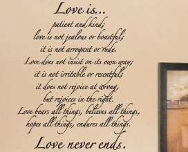 Vinyl Wall Sticker Decal Art Quote Decoration Love is Patient Kind L46 