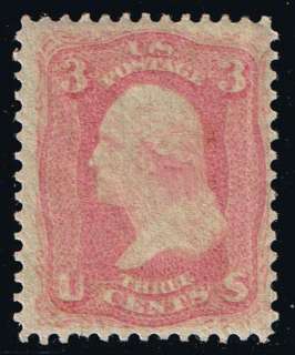 US stamp#64 3c PINK 1861 2 MNH/OG+Certificate $14,000  