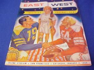 1954 Shriners East West All Star Football Program  