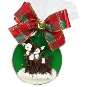 Golda & I Chocolatiers Christmas Deer with Bells Milk Ornament, 4.9 