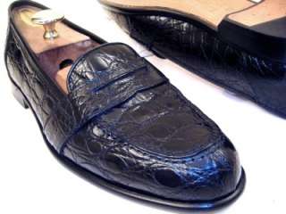   Mens CROCODILE ALLIGATOR Black Italian Dress Shoes Loafers 10 M  
