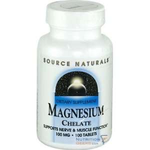  Source Naturals Magnesium Chelate 100mg, 100 Tablet 