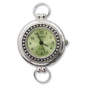  Silver Color Round Beadable GREEN Watch Face 84013 Arts 