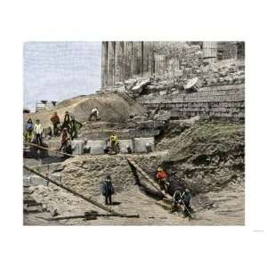  Archaeologists Excavating Ancient Ruins on the Acropolis 