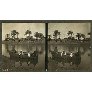  Egyptian village,Nile Valley,boat at waters edge,c1911 
