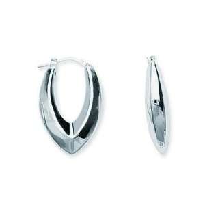  Sterling Silver Puff V Shape Hoop Earrings Jewelry