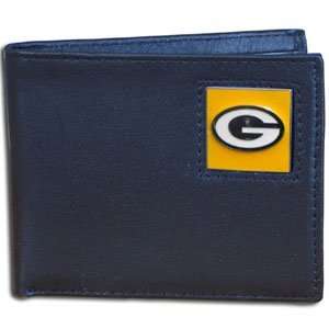  NFL Football Green Bay Packers Top Grain Leather Bifold 